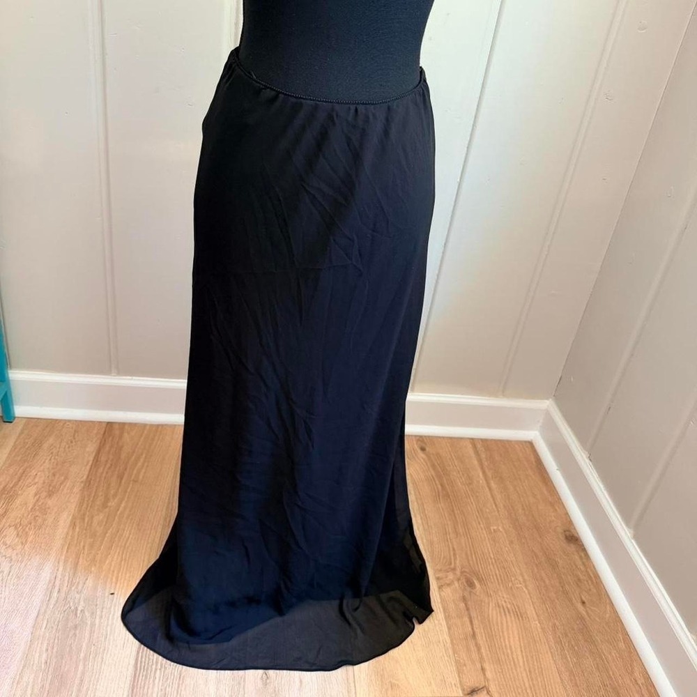 Alex Evenings Black Maxi Skirt Sheer Hem